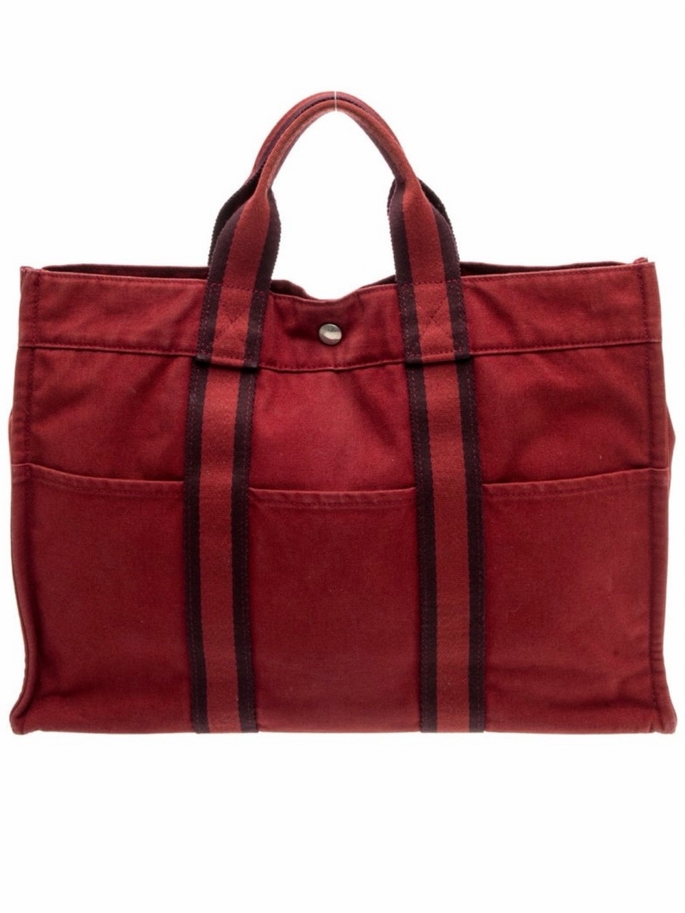 Hermès--Red & Black Fourre Tout Canvas Tote Bag
